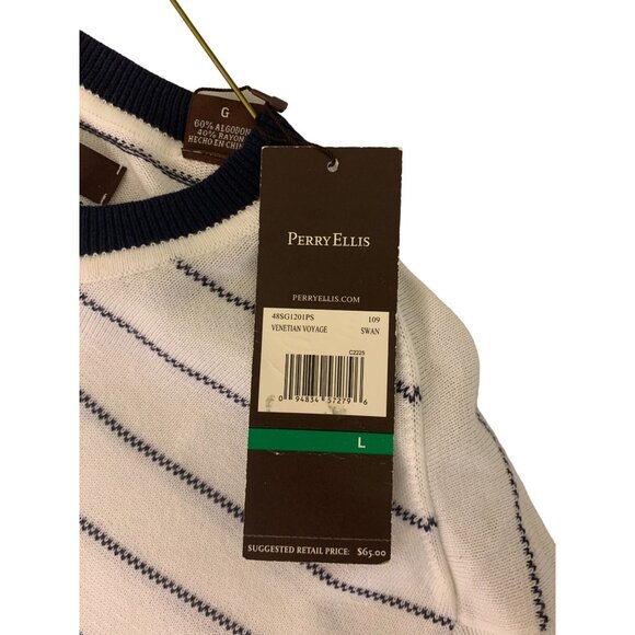 Perry Ellis Mens Striped Tee - Nautical Vibes & Instant Swagger - Picture 2 of 6